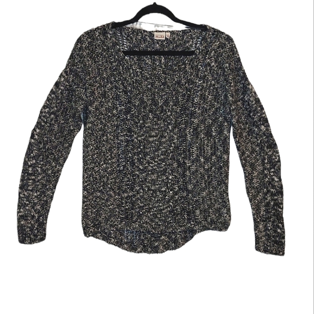 Vintage Mudd Crochet Style Salt and Pepper Sweater size L